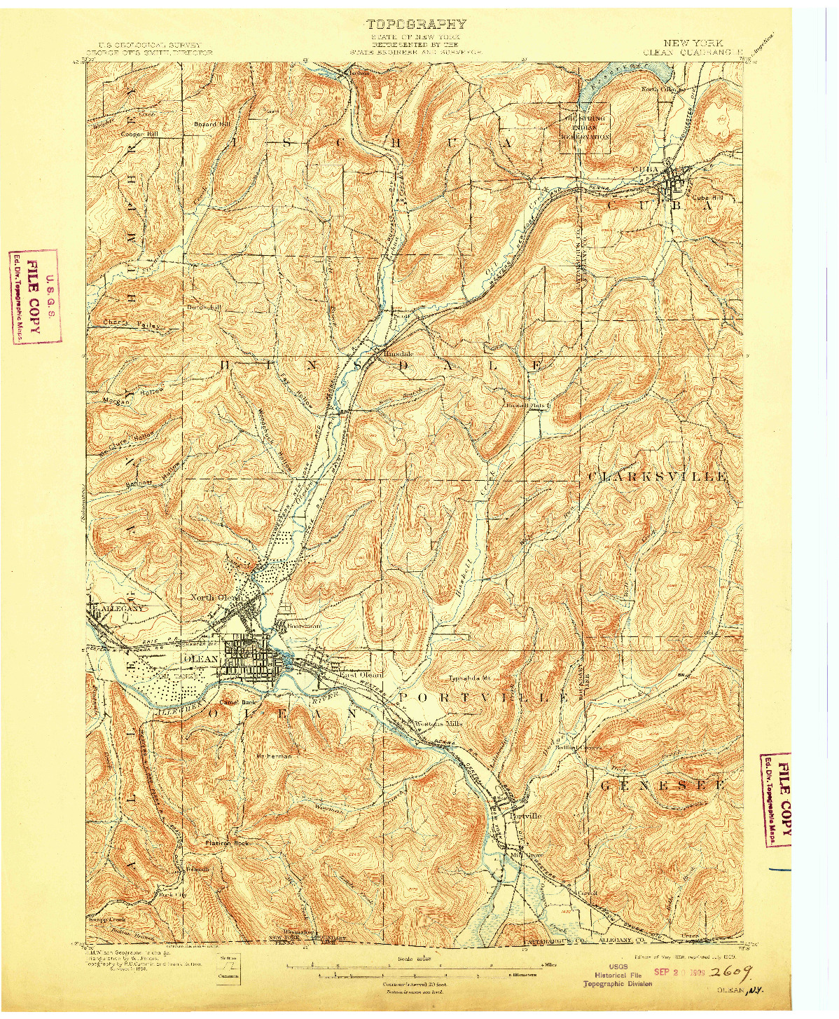 USGS 1:62500-SCALE QUADRANGLE FOR OLEAN, NY 1898