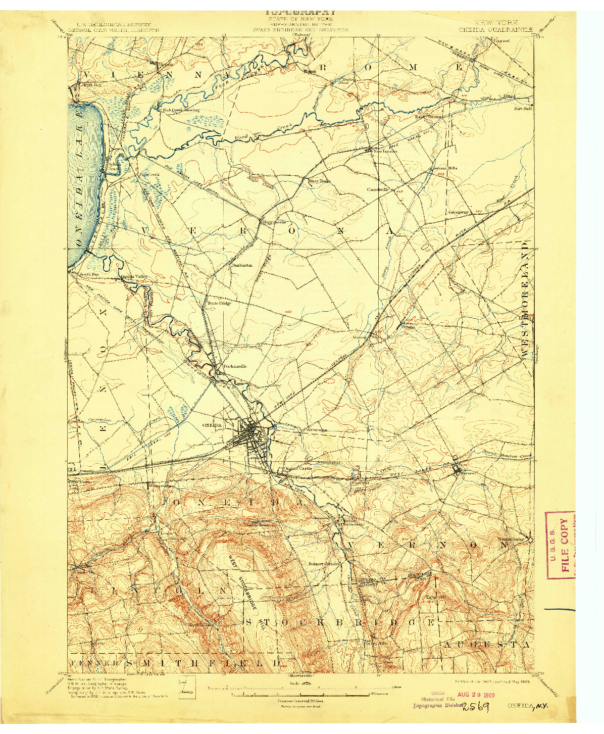 USGS 1:62500-SCALE QUADRANGLE FOR ONEIDA, NY 1902