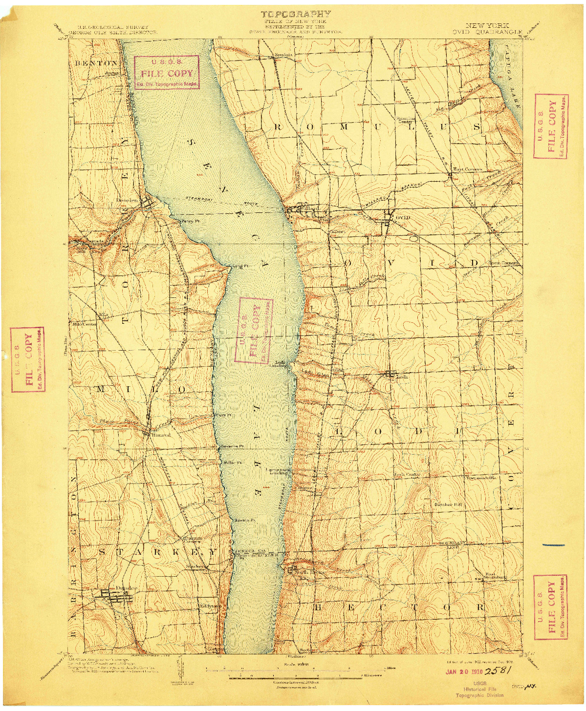 USGS 1:62500-SCALE QUADRANGLE FOR OVID, NY 1902