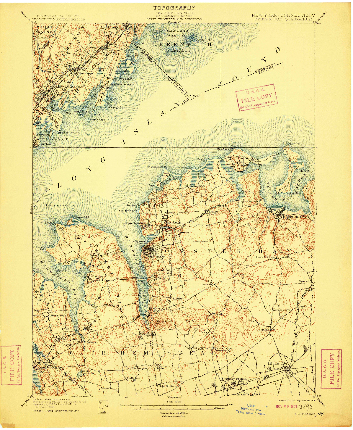 USGS 1:62500-SCALE QUADRANGLE FOR OYSTER BAY, NY 1900