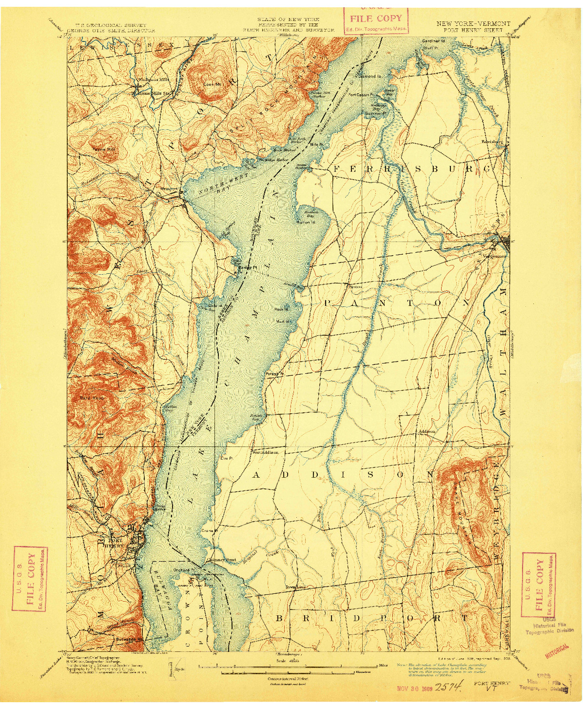 USGS 1:62500-SCALE QUADRANGLE FOR PORT HENRY, NY 1898