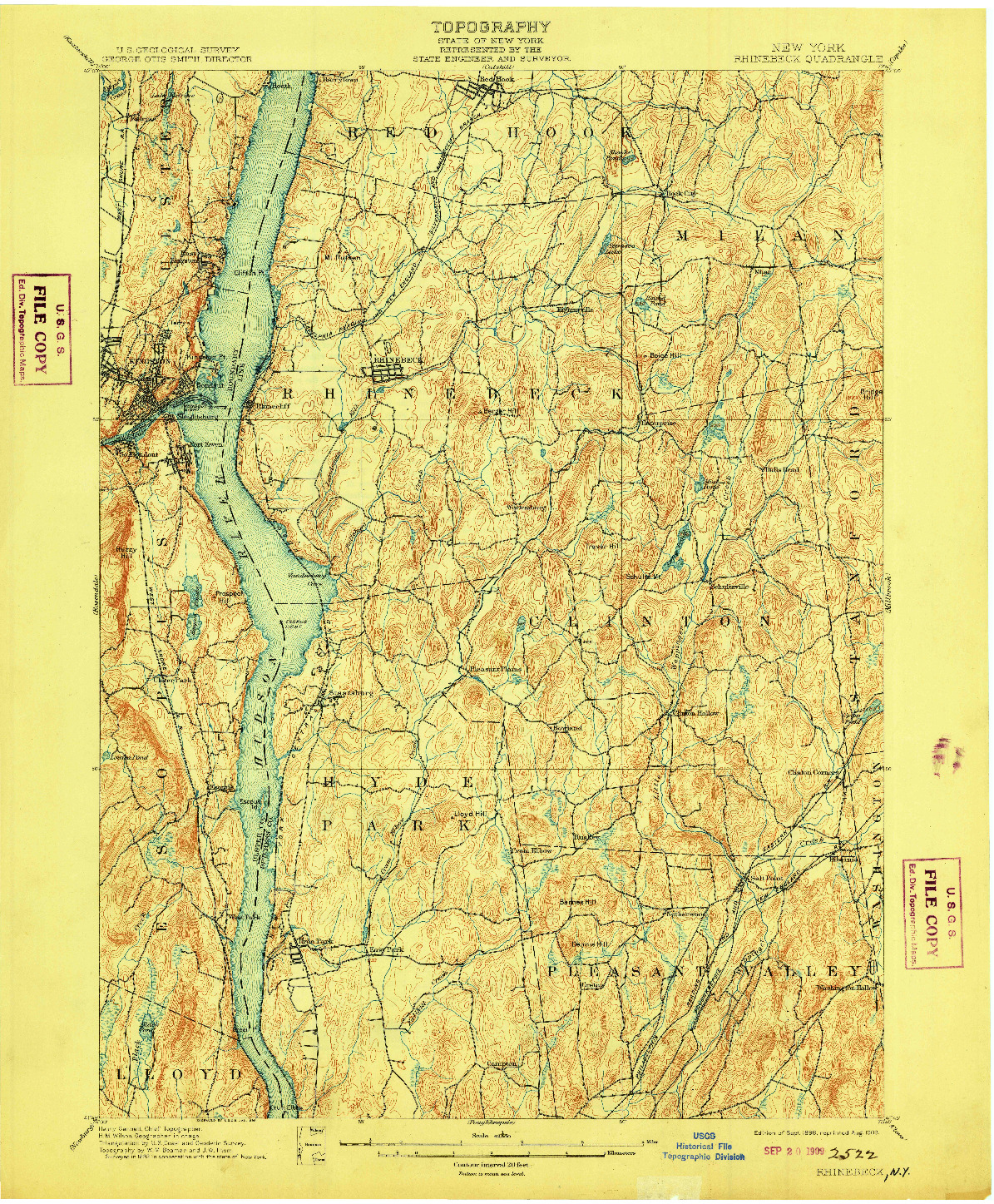 USGS 1:62500-SCALE QUADRANGLE FOR RHINEBECK, NY 1898