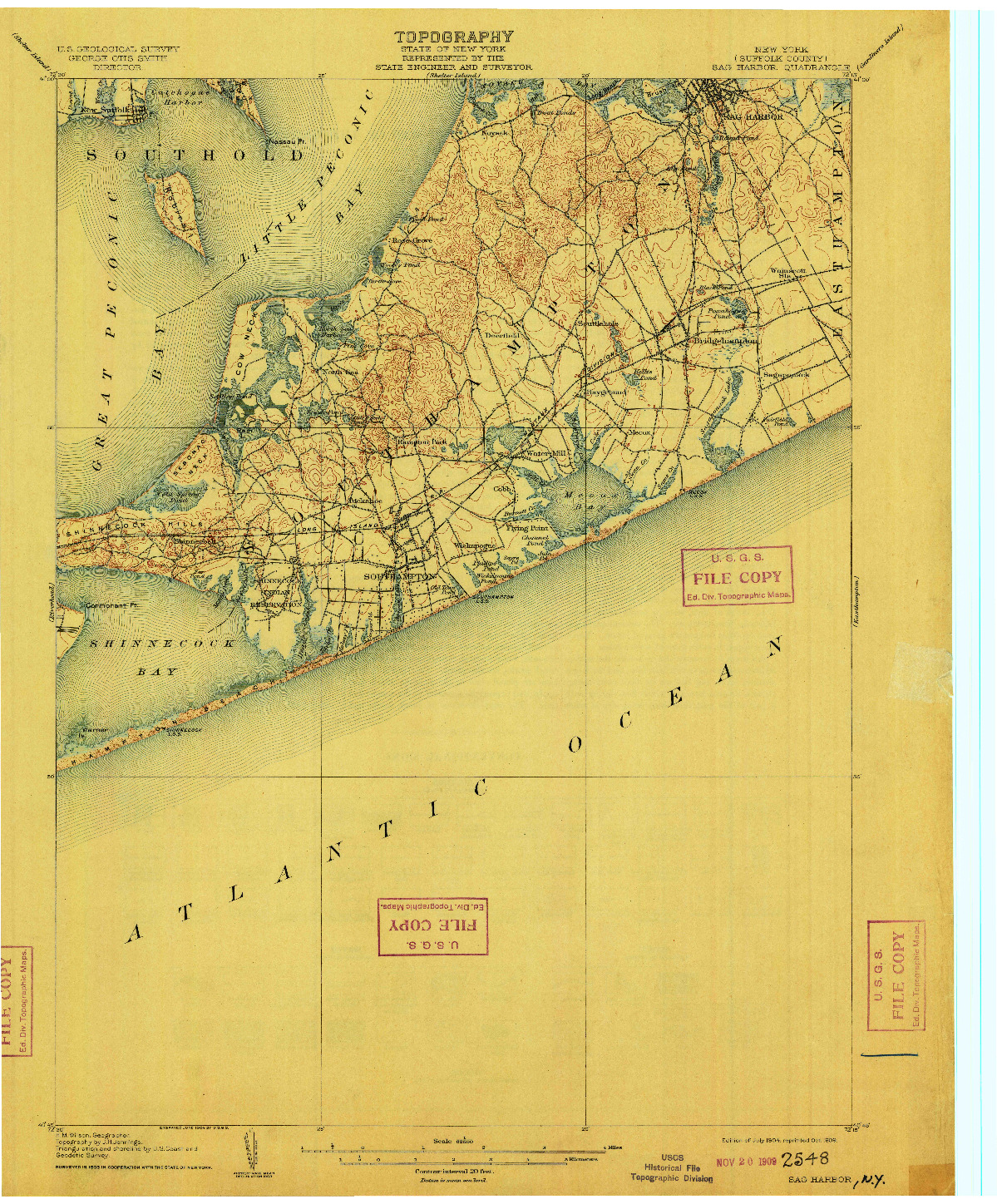 USGS 1:62500-SCALE QUADRANGLE FOR SAG HARBOR, NY 1904