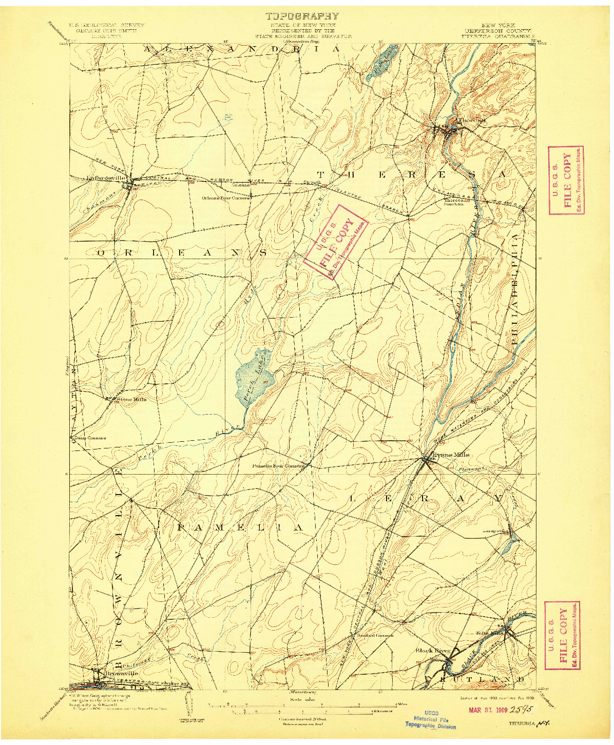 USGS 1:62500-SCALE QUADRANGLE FOR THERESA, NY 1903