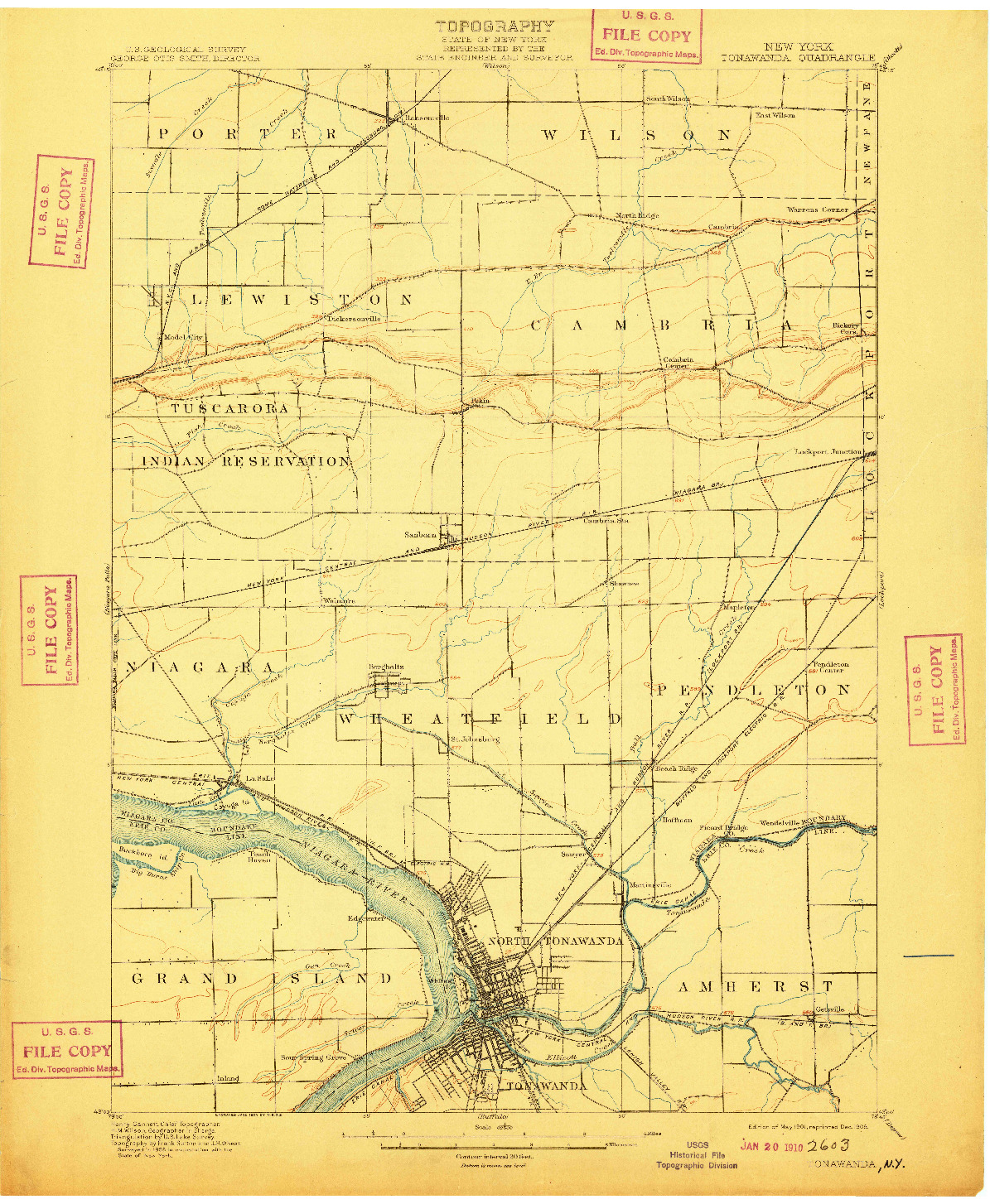 USGS 1:62500-SCALE QUADRANGLE FOR TONAWANDA, NY 1901