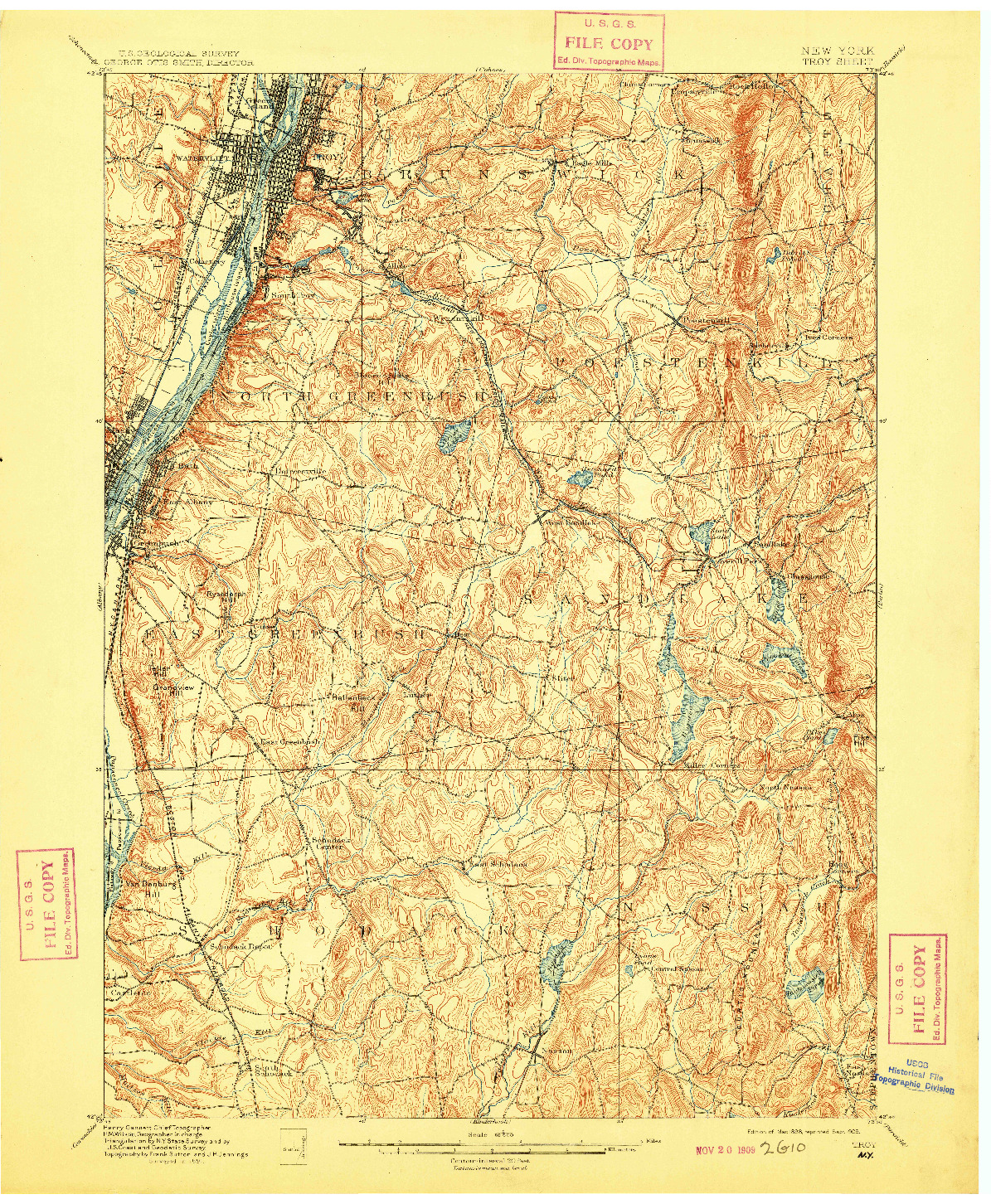 USGS 1:62500-SCALE QUADRANGLE FOR TROY, NY 1898