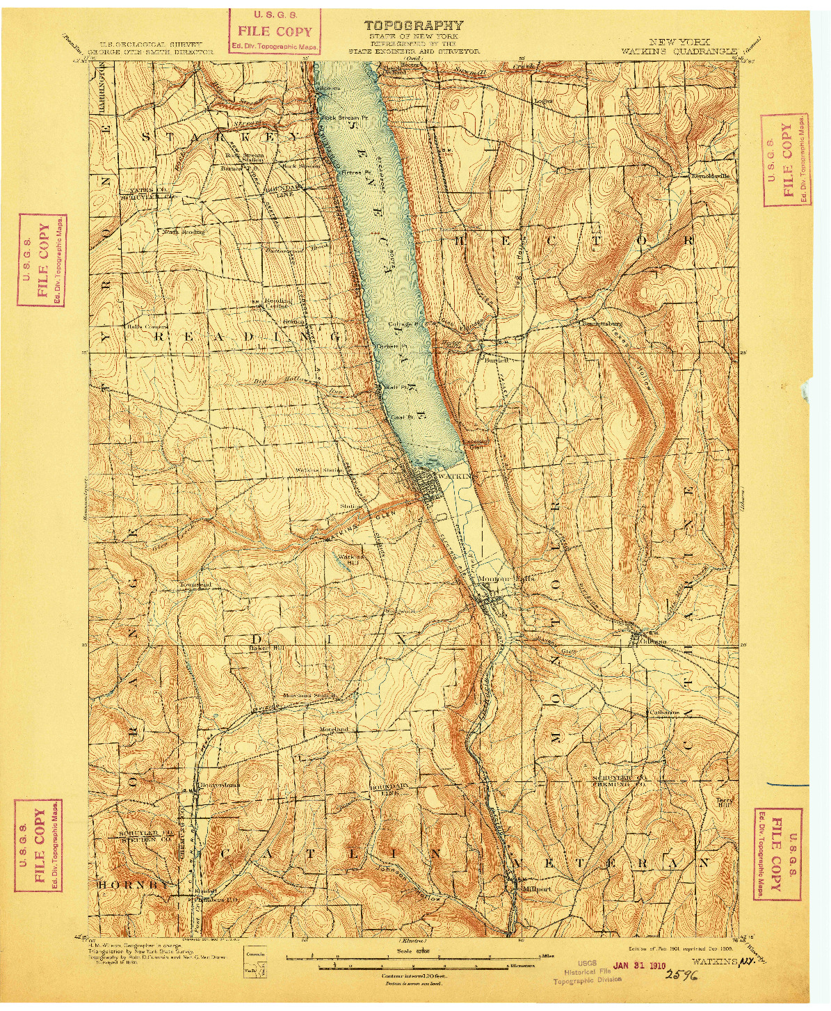 USGS 1:62500-SCALE QUADRANGLE FOR WATKINS, NY 1901