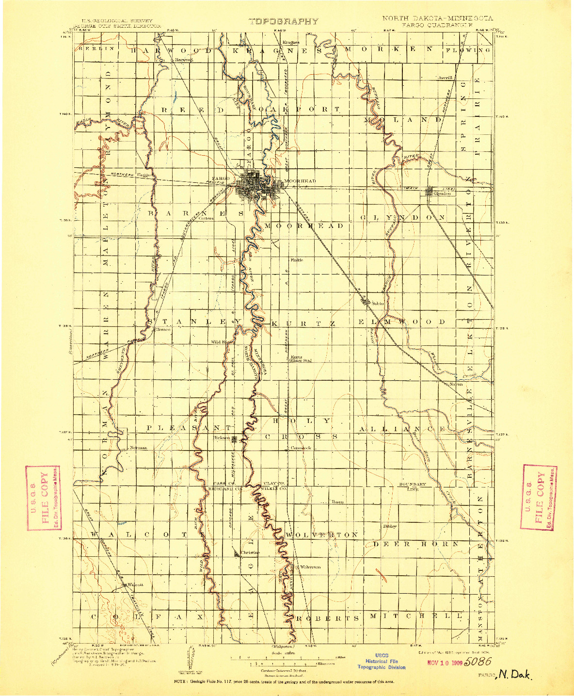 USGS 1:125000-SCALE QUADRANGLE FOR FARGO, ND 1897