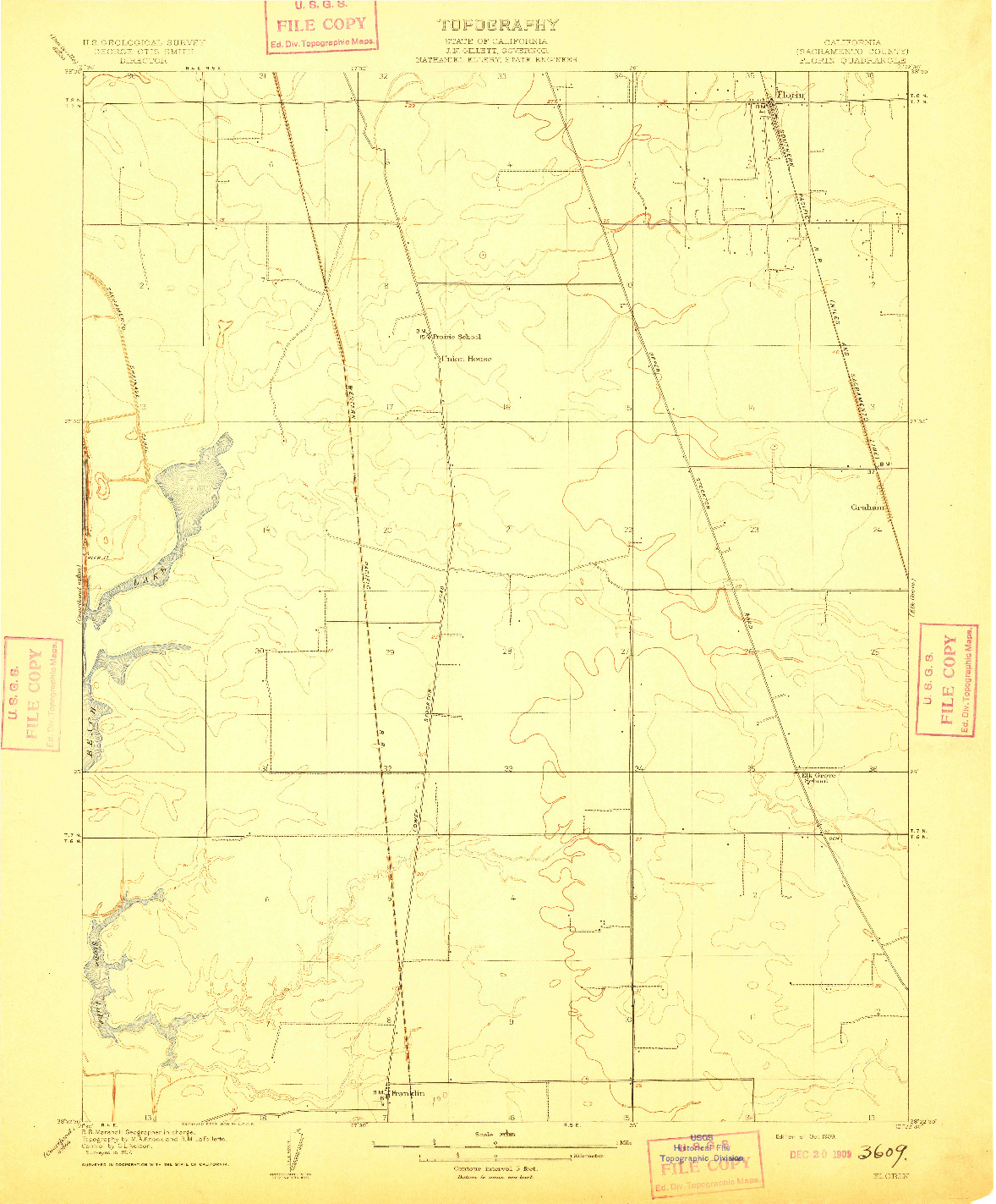 USGS 1:31680-SCALE QUADRANGLE FOR FLORIN, CA 1909