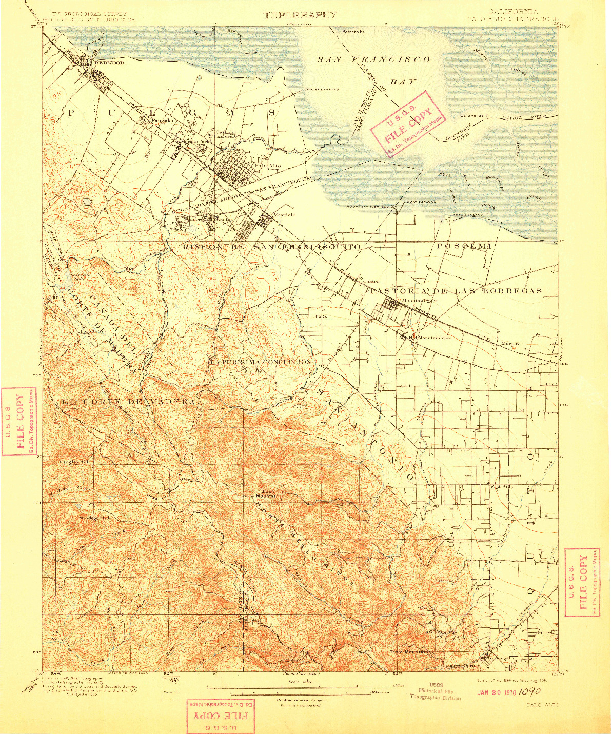 USGS 1:62500-SCALE QUADRANGLE FOR PALO ALTO, CA 1899