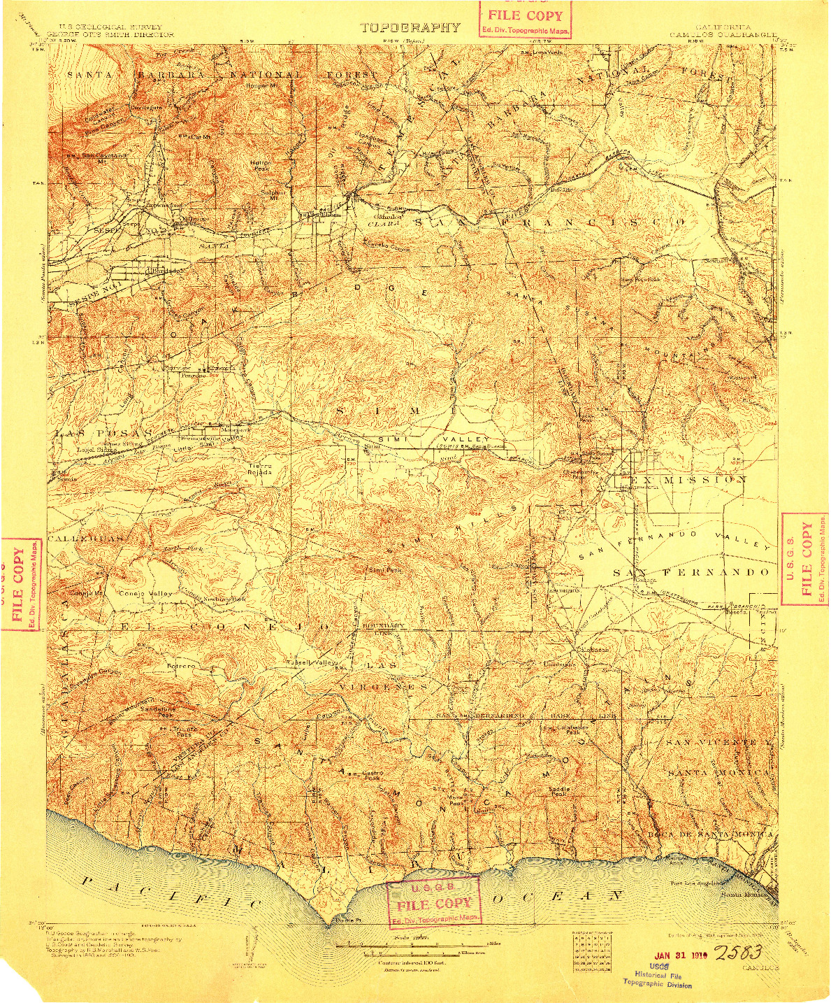 USGS 1:125000-SCALE QUADRANGLE FOR CAMULOS, CA 1903