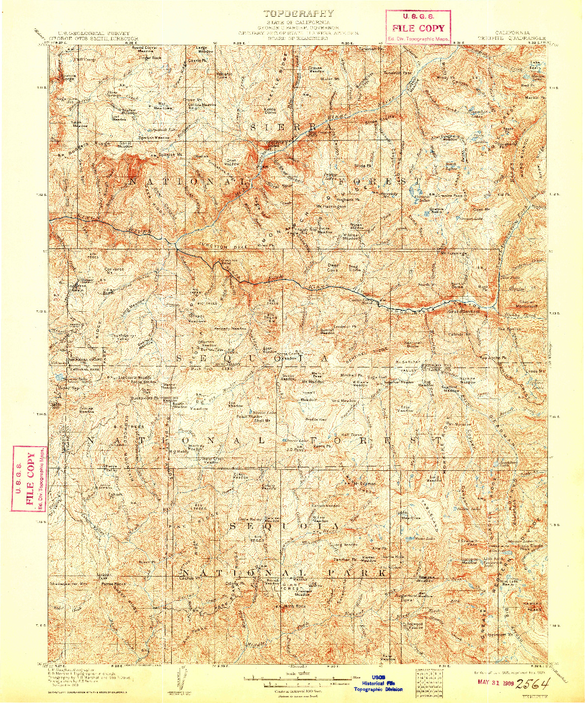 USGS 1:125000-SCALE QUADRANGLE FOR TEHIPITE, CA 1905