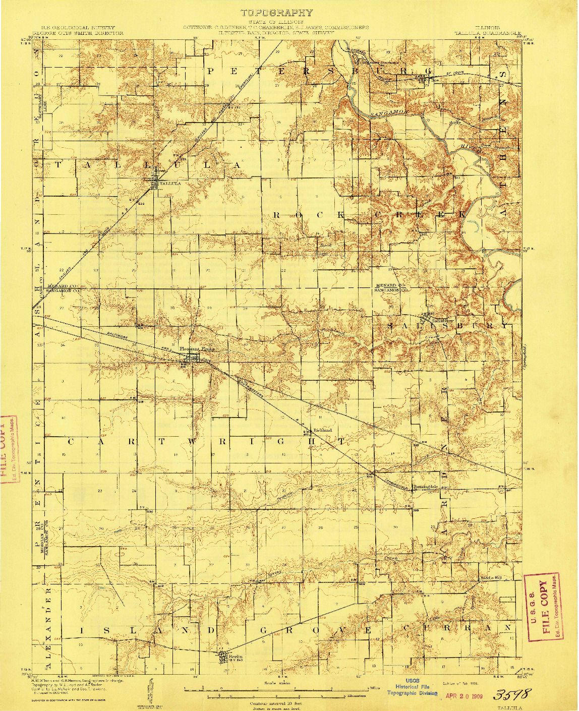 USGS 1:62500-SCALE QUADRANGLE FOR TALLULA, IL 1909