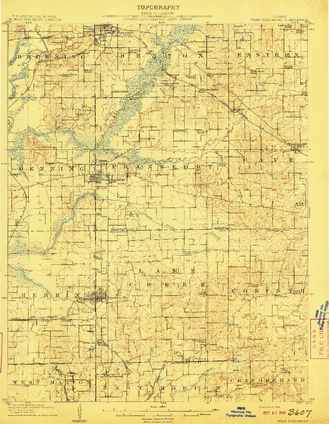 USGS 1:62500-SCALE QUADRANGLE FOR WEST FRANKFORT, IL 1909