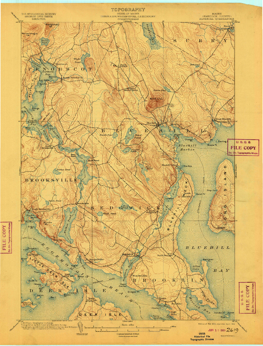 USGS 1:62500-SCALE QUADRANGLE FOR BLUEHILL, ME 1904