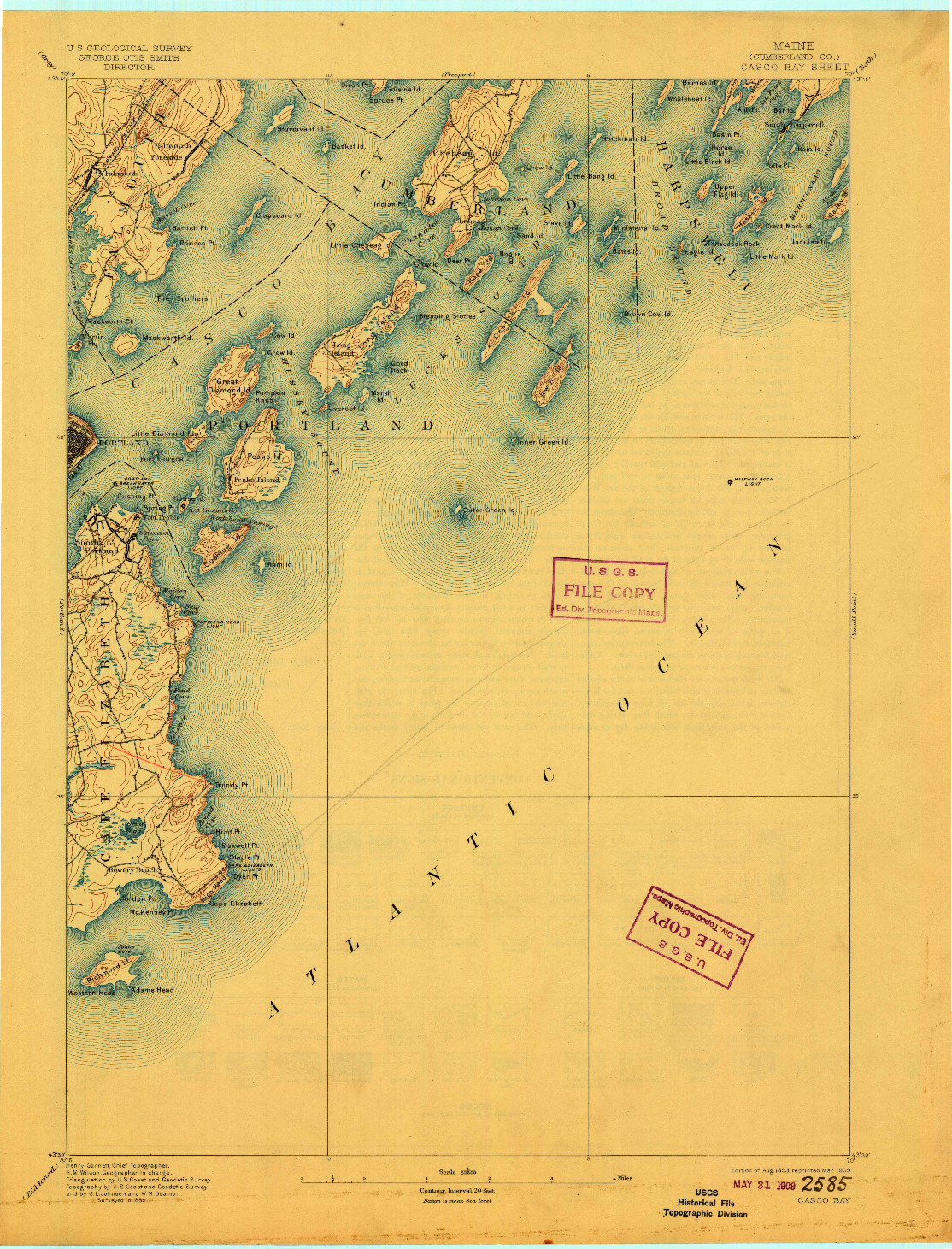 USGS 1:62500-SCALE QUADRANGLE FOR CASCO BAY, ME 1893