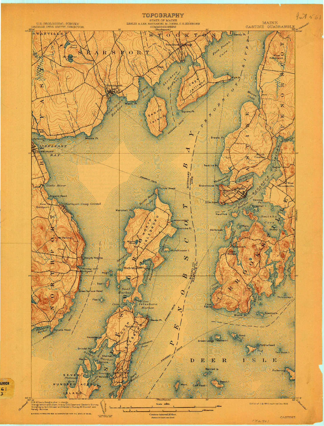 USGS 1:62500-SCALE QUADRANGLE FOR CASTINE, ME 1904