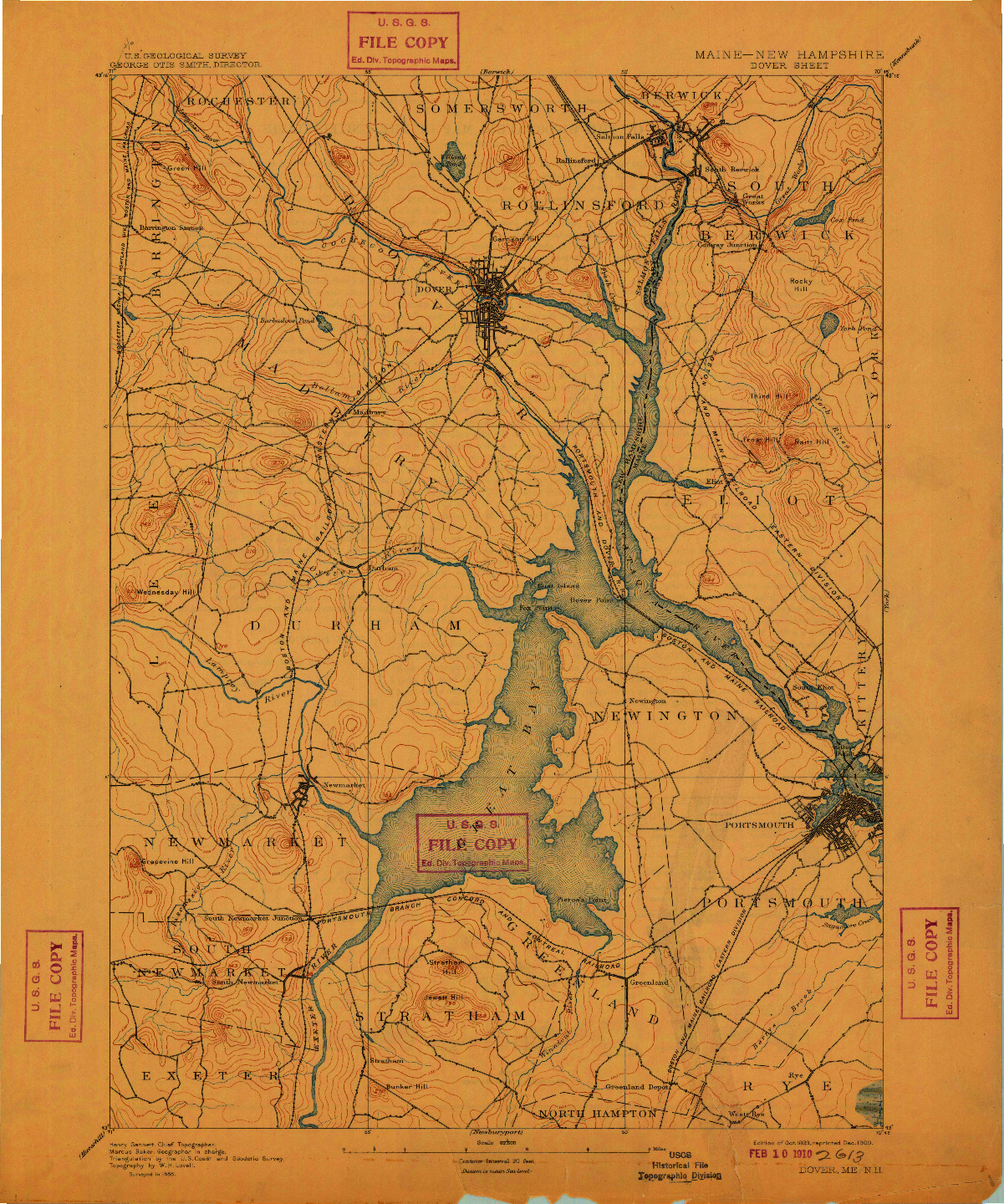 USGS 1:62500-SCALE QUADRANGLE FOR DOVER, ME 1893