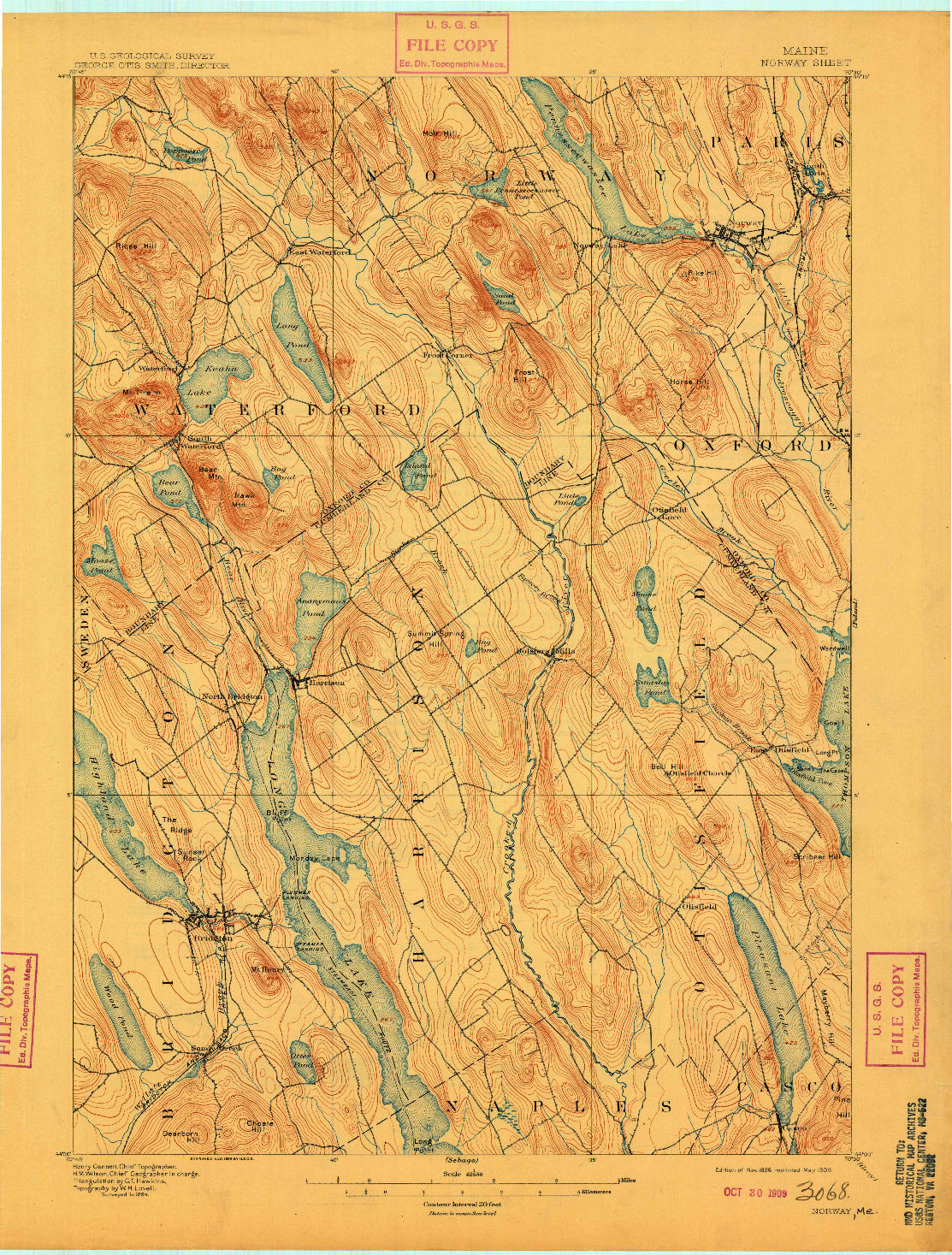 USGS 1:62500-SCALE QUADRANGLE FOR NORWAY, ME 1896