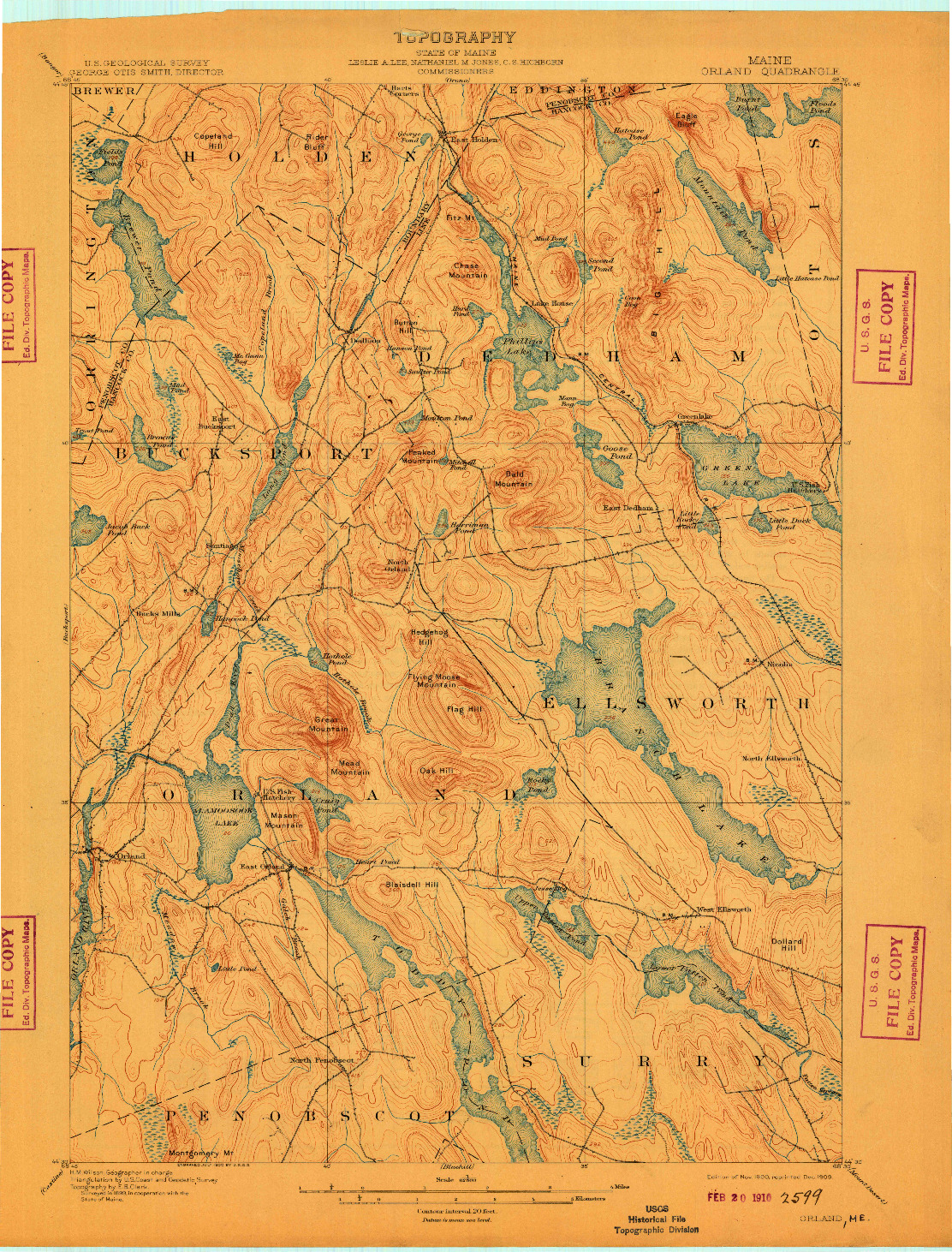 USGS 1:62500-SCALE QUADRANGLE FOR ORLAND, ME 1900