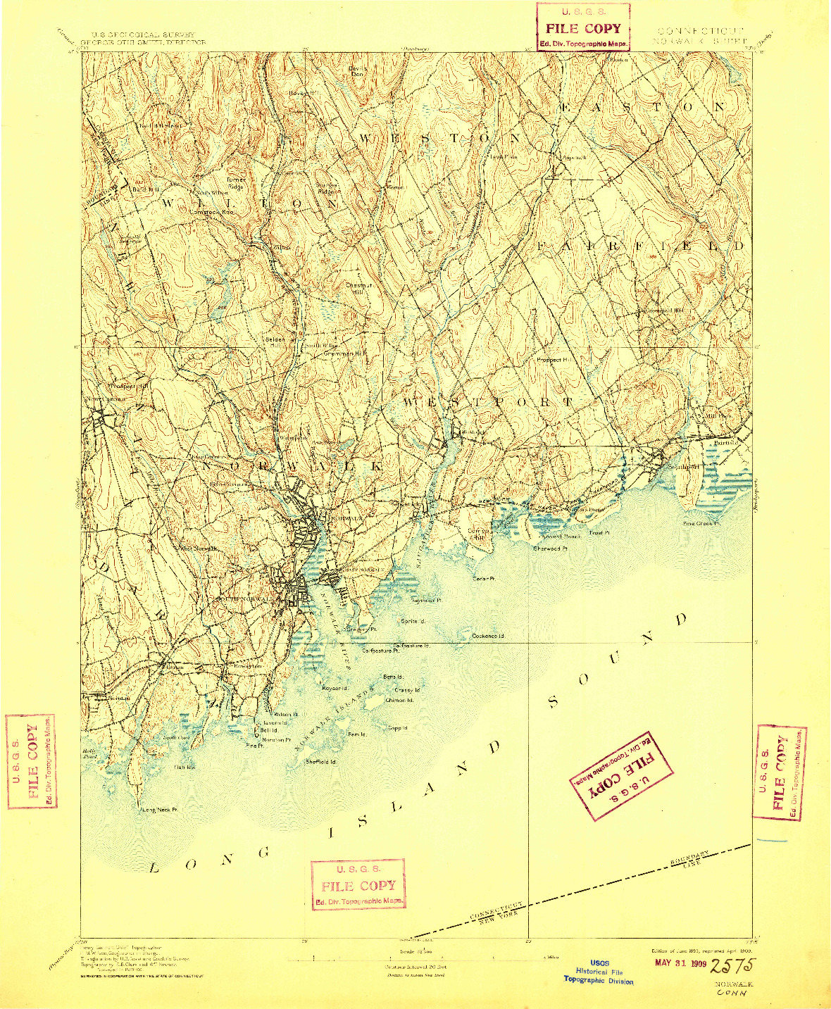 USGS 1:62500-SCALE QUADRANGLE FOR NORWALK, CT 1893