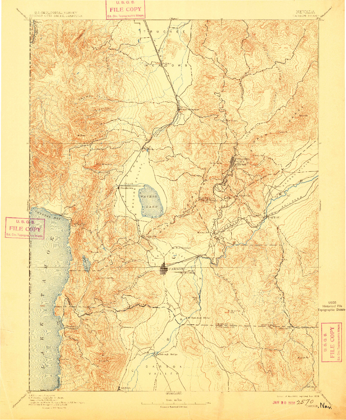 USGS 1:125000-SCALE QUADRANGLE FOR CARSON, NV 1893