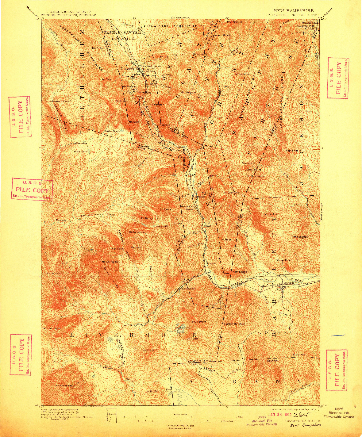 USGS 1:62500-SCALE QUADRANGLE FOR CRAWFORD NOTCH, NH 1896