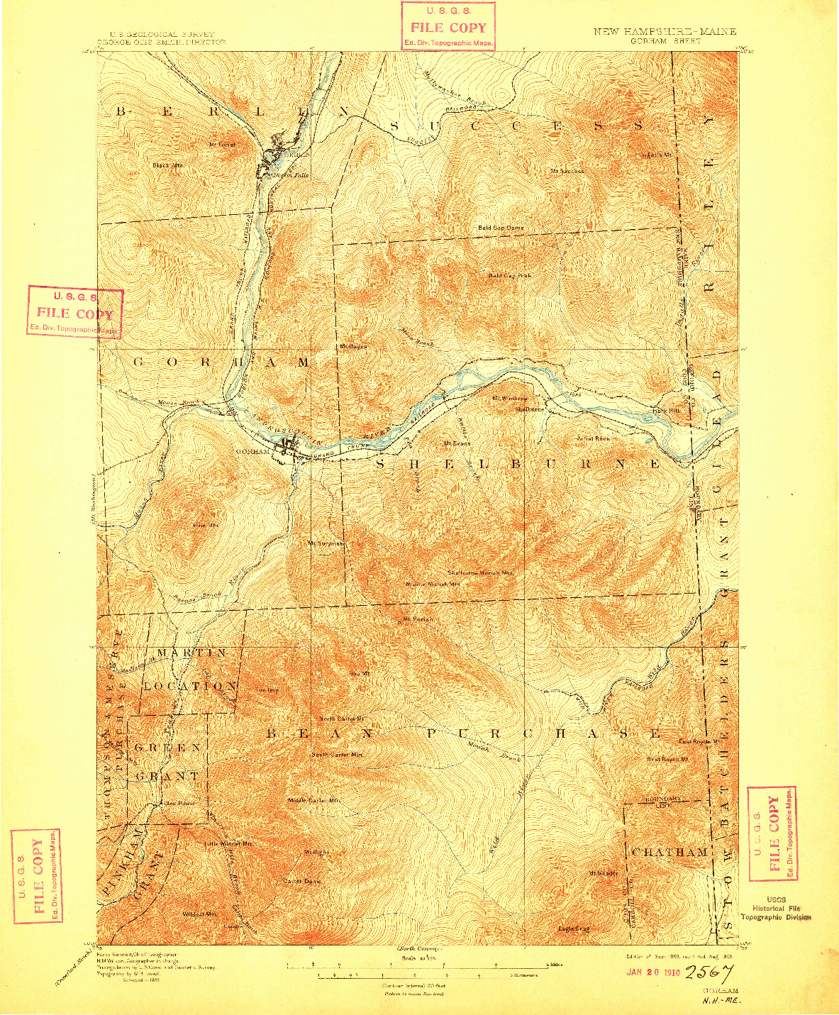 USGS 1:62500-SCALE QUADRANGLE FOR GORHAM, NH 1893