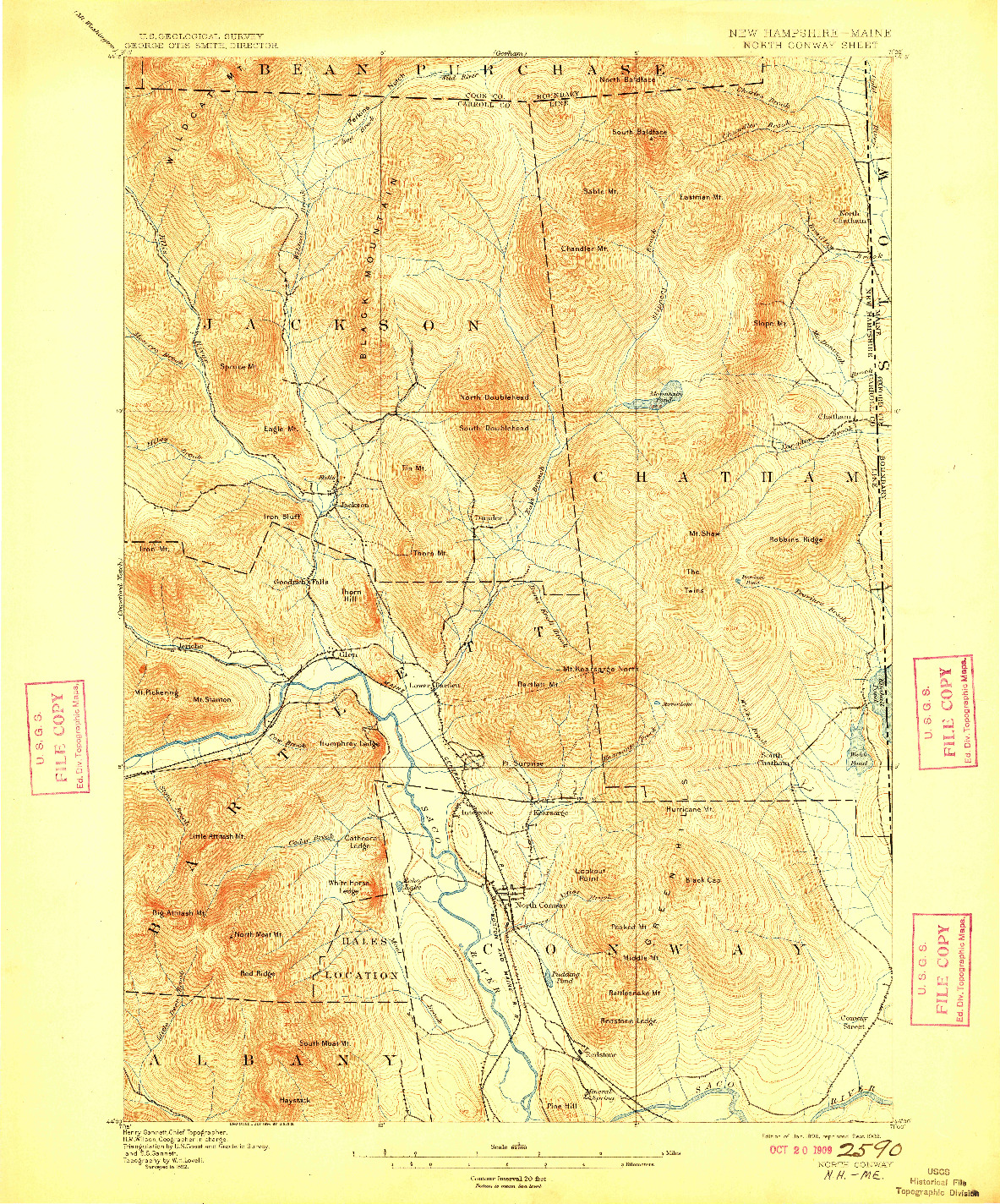 USGS 1:62500-SCALE QUADRANGLE FOR NORTH CONWAY, NH 1896