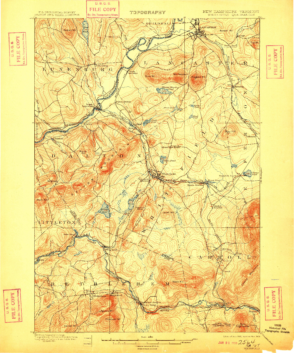 USGS 1:62500-SCALE QUADRANGLE FOR WHITEFIELD, NH 1900