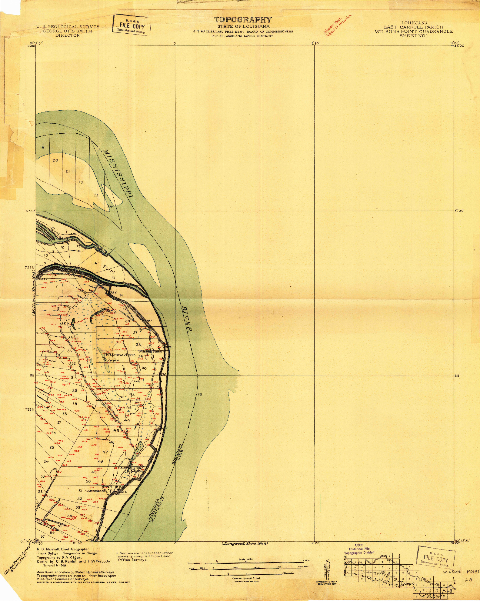 USGS 1:24000-SCALE QUADRANGLE FOR WILSONS POINT, LA 1909