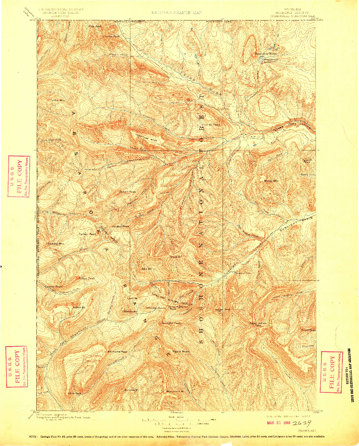 USGS 1:125000-SCALE QUADRANGLE FOR CRANDALL, WY 1899