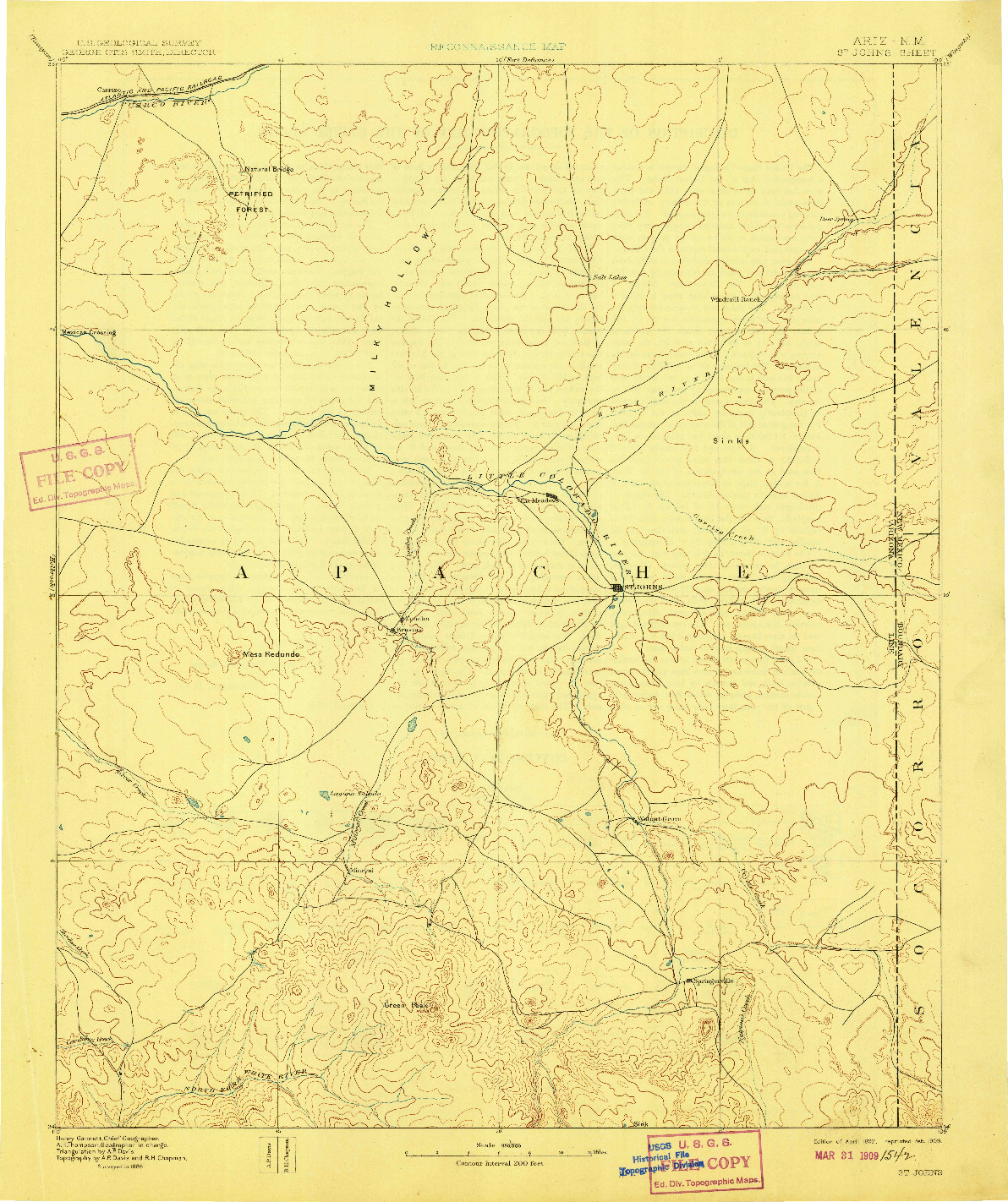 USGS 1:250000-SCALE QUADRANGLE FOR ST JOHNS, AZ 1892
