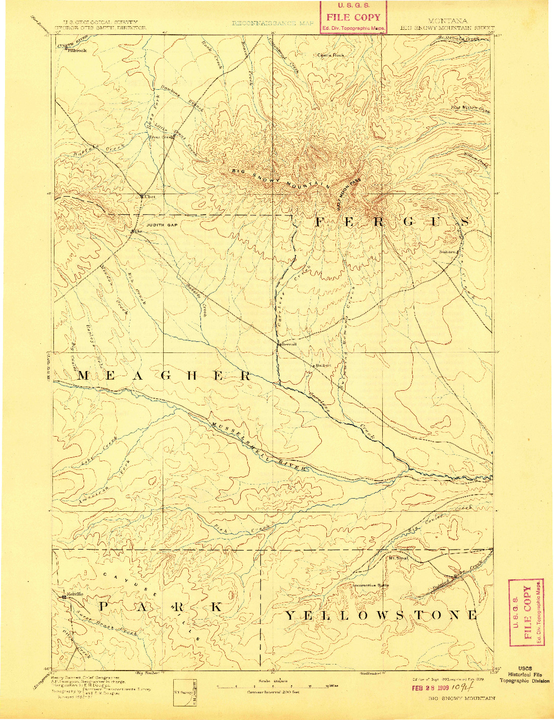 USGS 1:250000-SCALE QUADRANGLE FOR BIG SNOWY MOUNTAIN, MT 1893