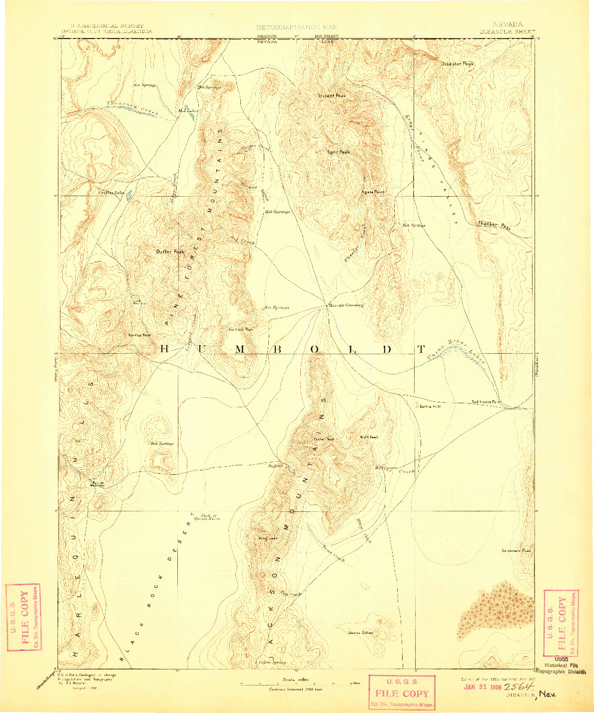 USGS 1:250000-SCALE QUADRANGLE FOR DISASTER, NV 1893