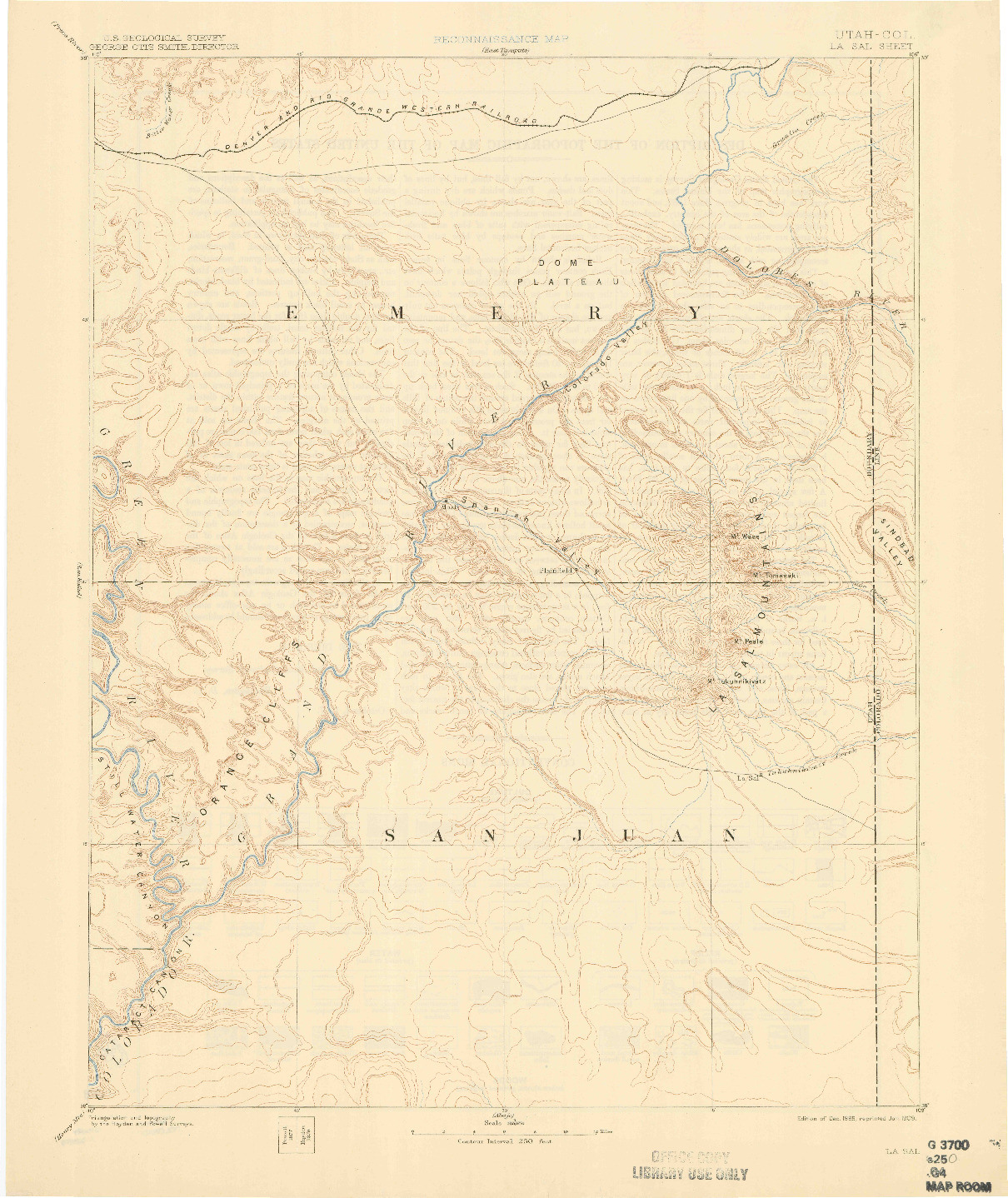 USGS 1:250000-SCALE QUADRANGLE FOR LA SAL, UT 1885