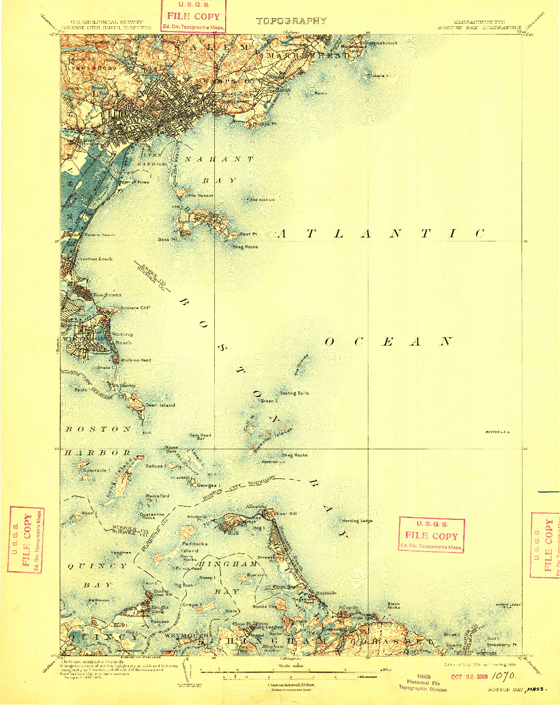 USGS 1:62500-SCALE QUADRANGLE FOR BOSTON BAY, MA 1903