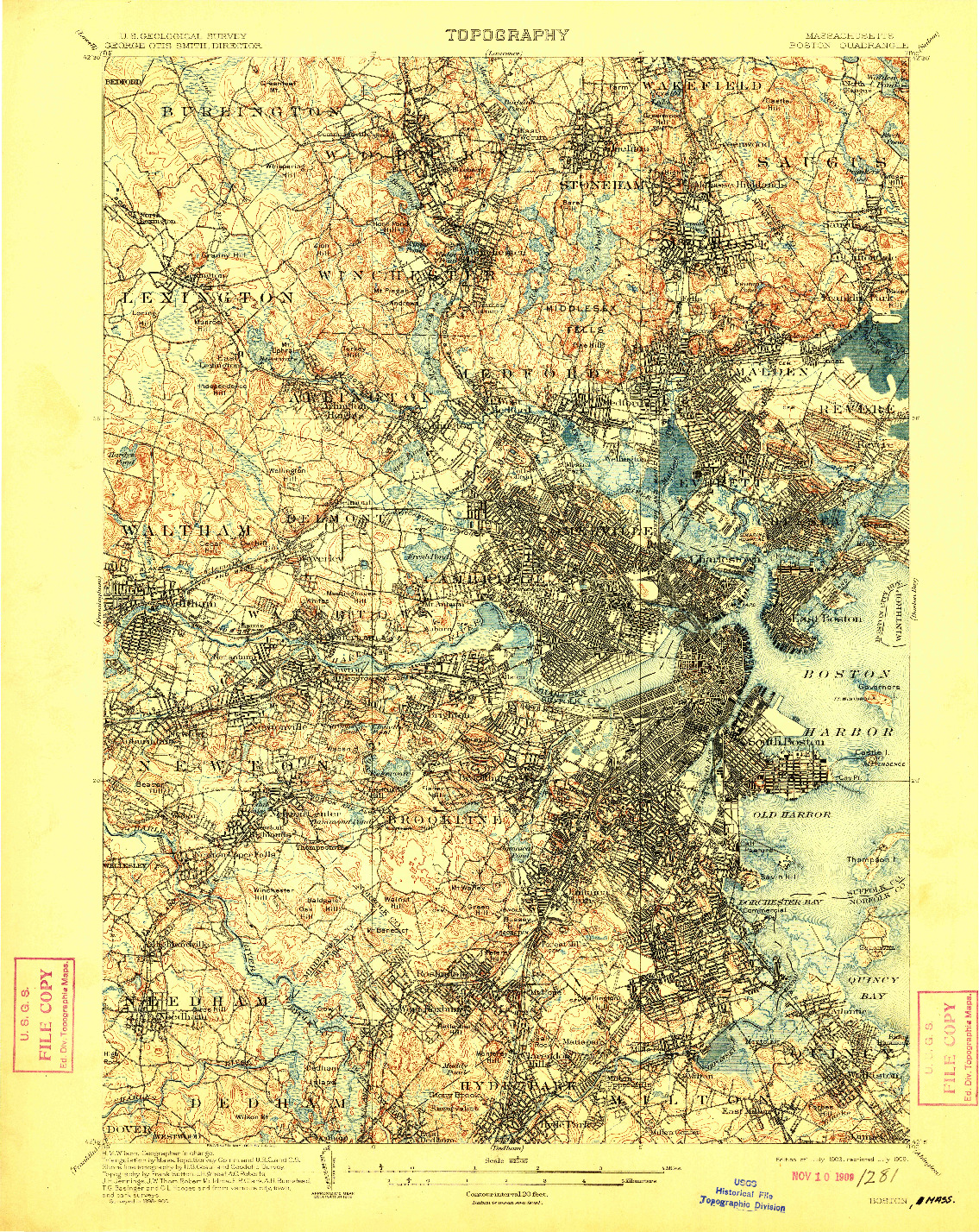 USGS 1:62500-SCALE QUADRANGLE FOR BOSTON, MA 1903