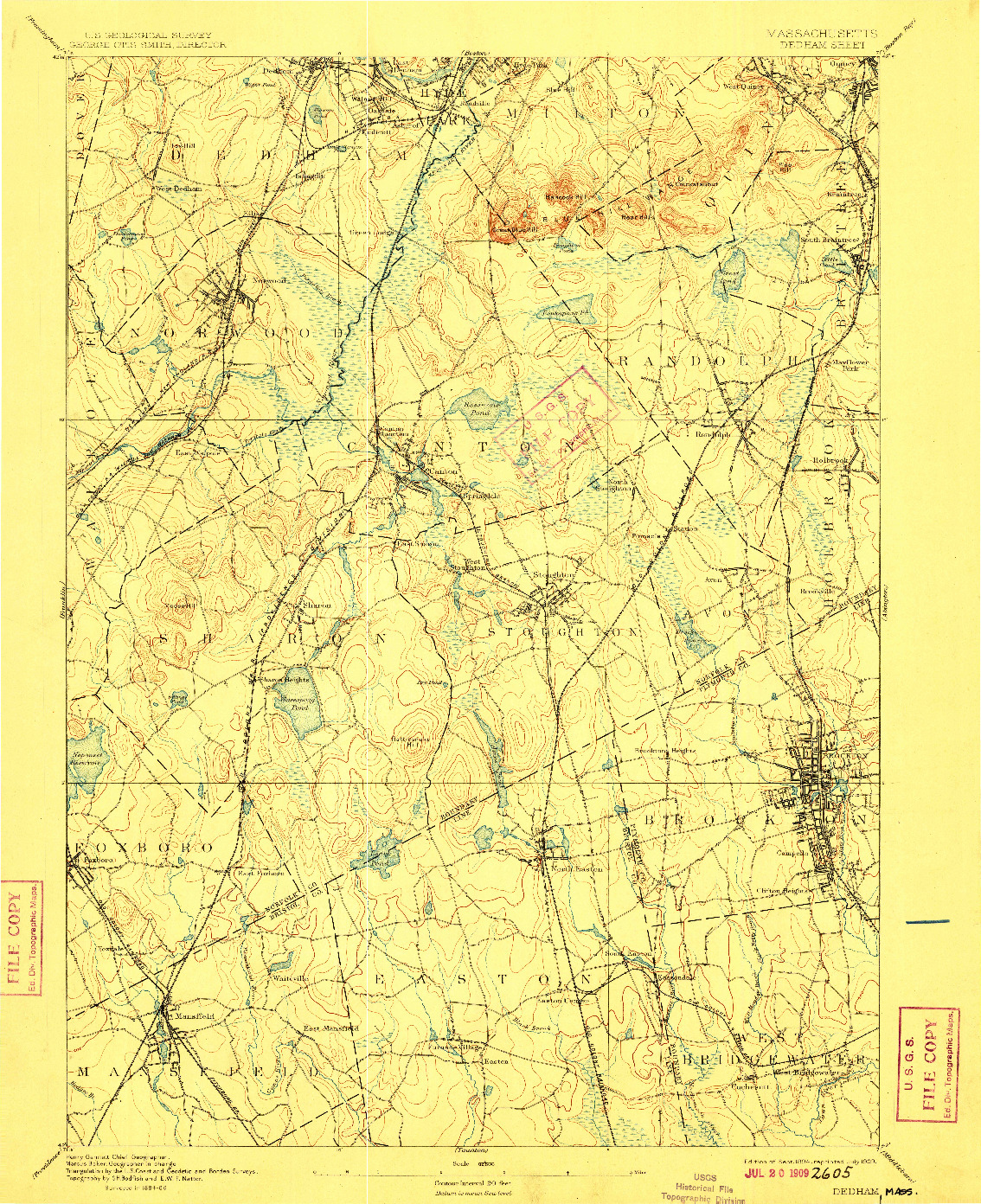 USGS 1:62500-SCALE QUADRANGLE FOR DEDHAM, MA 1894