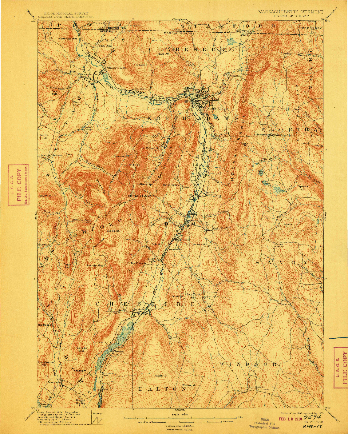 USGS 1:62500-SCALE QUADRANGLE FOR GREYLOCK, MA 1898