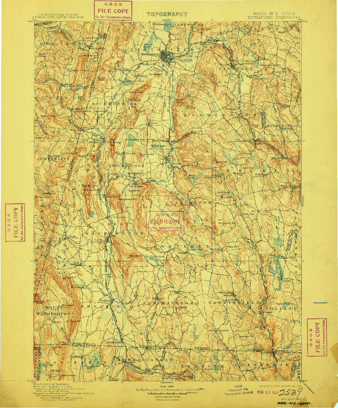 USGS 1:125000-SCALE QUADRANGLE FOR HOUSATONIC, MA 1900