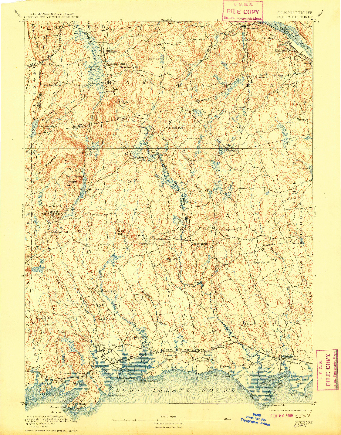 USGS 1:62500-SCALE QUADRANGLE FOR GUILFORD, CT 1893