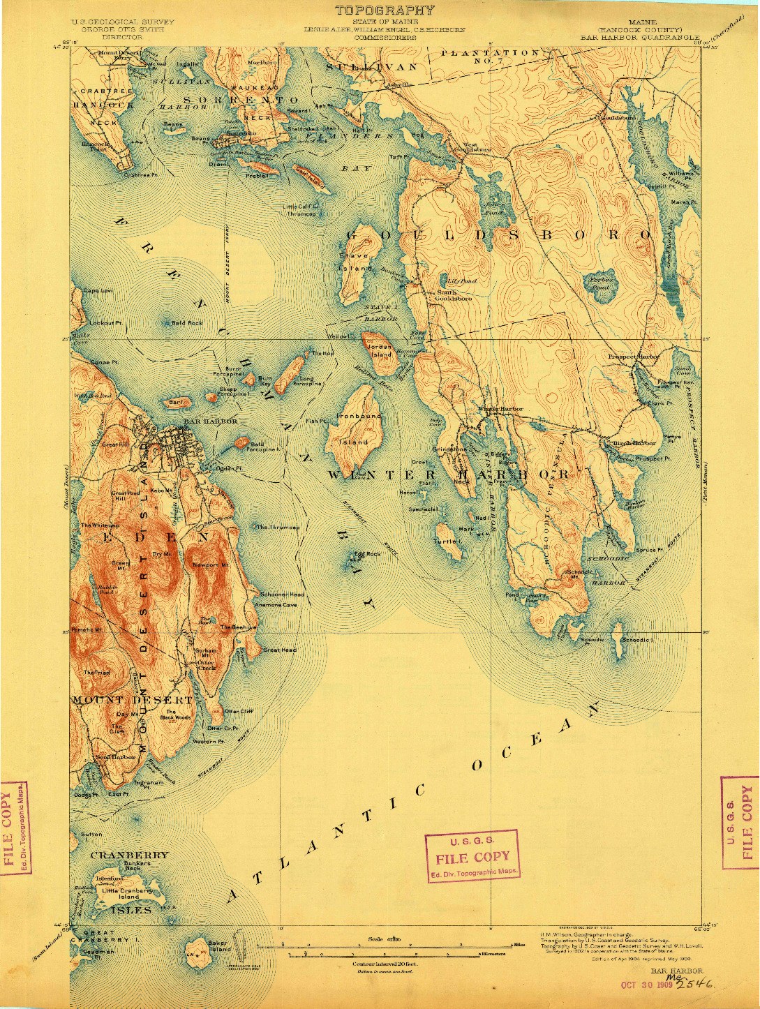 USGS 1:62500-SCALE QUADRANGLE FOR BAR HARBOR, ME 1904