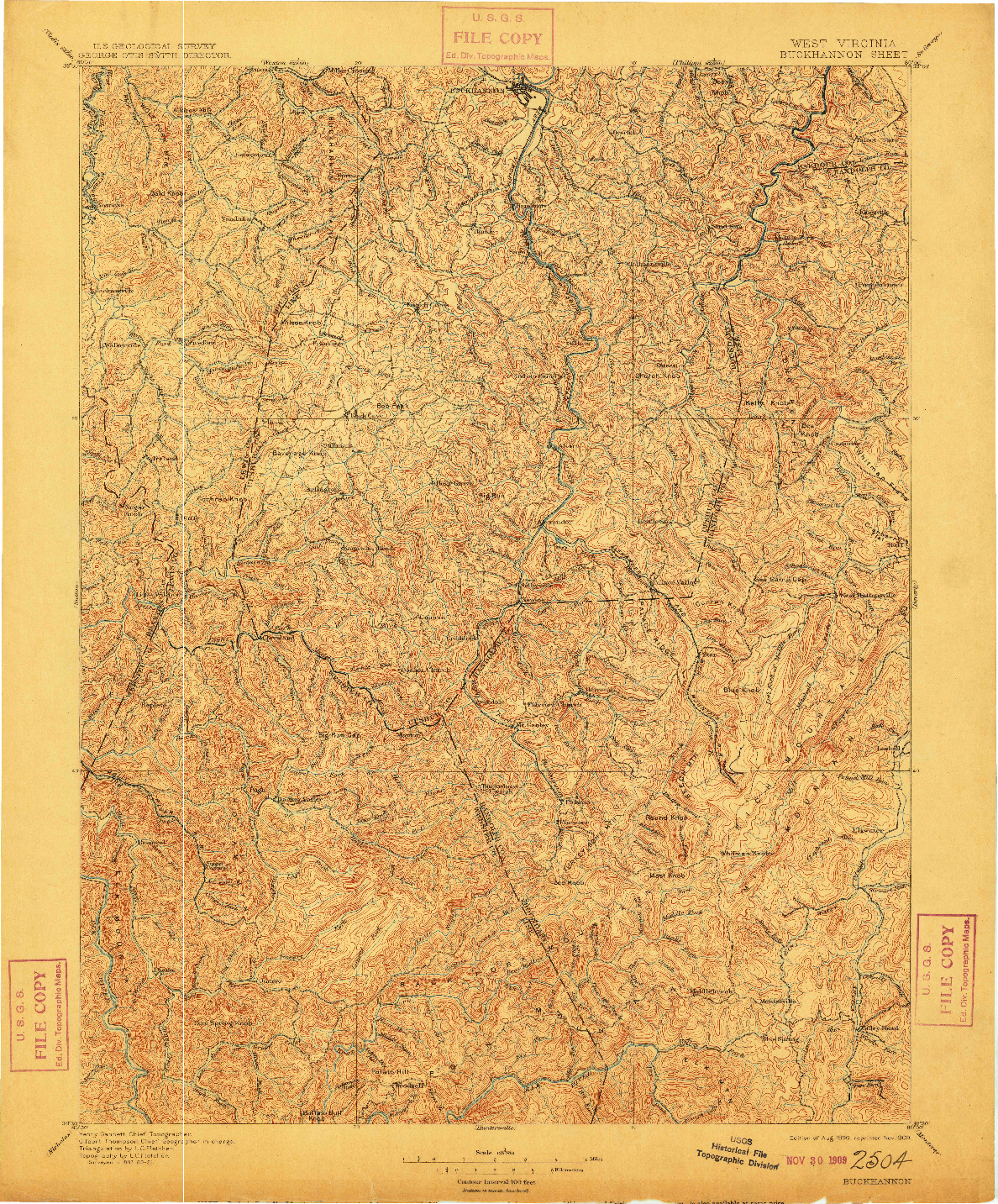 USGS 1:125000-SCALE QUADRANGLE FOR BUCKHANNON, WV 1896