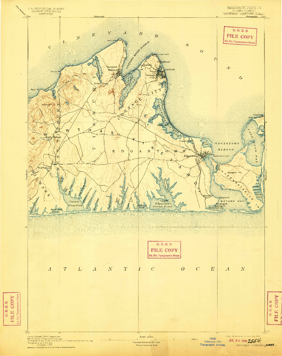 USGS 1:62500-SCALE QUADRANGLE FOR MARTHAS VINEYARD, MA 1894