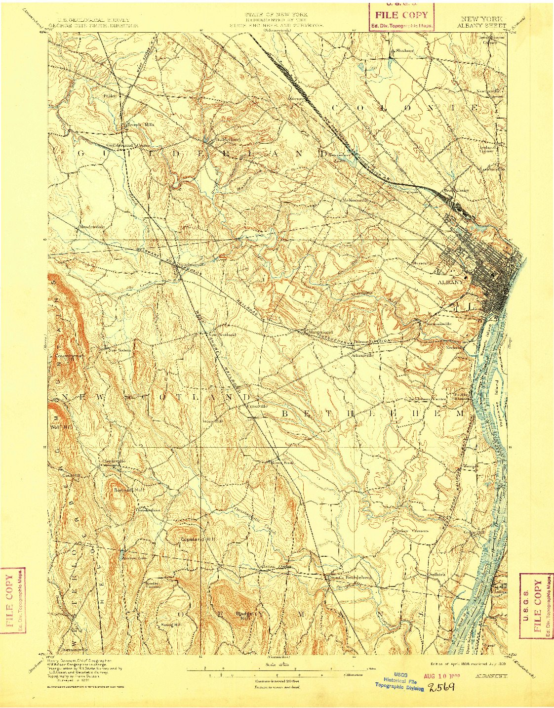 USGS 1:62500-SCALE QUADRANGLE FOR ALBANY, NY 1898