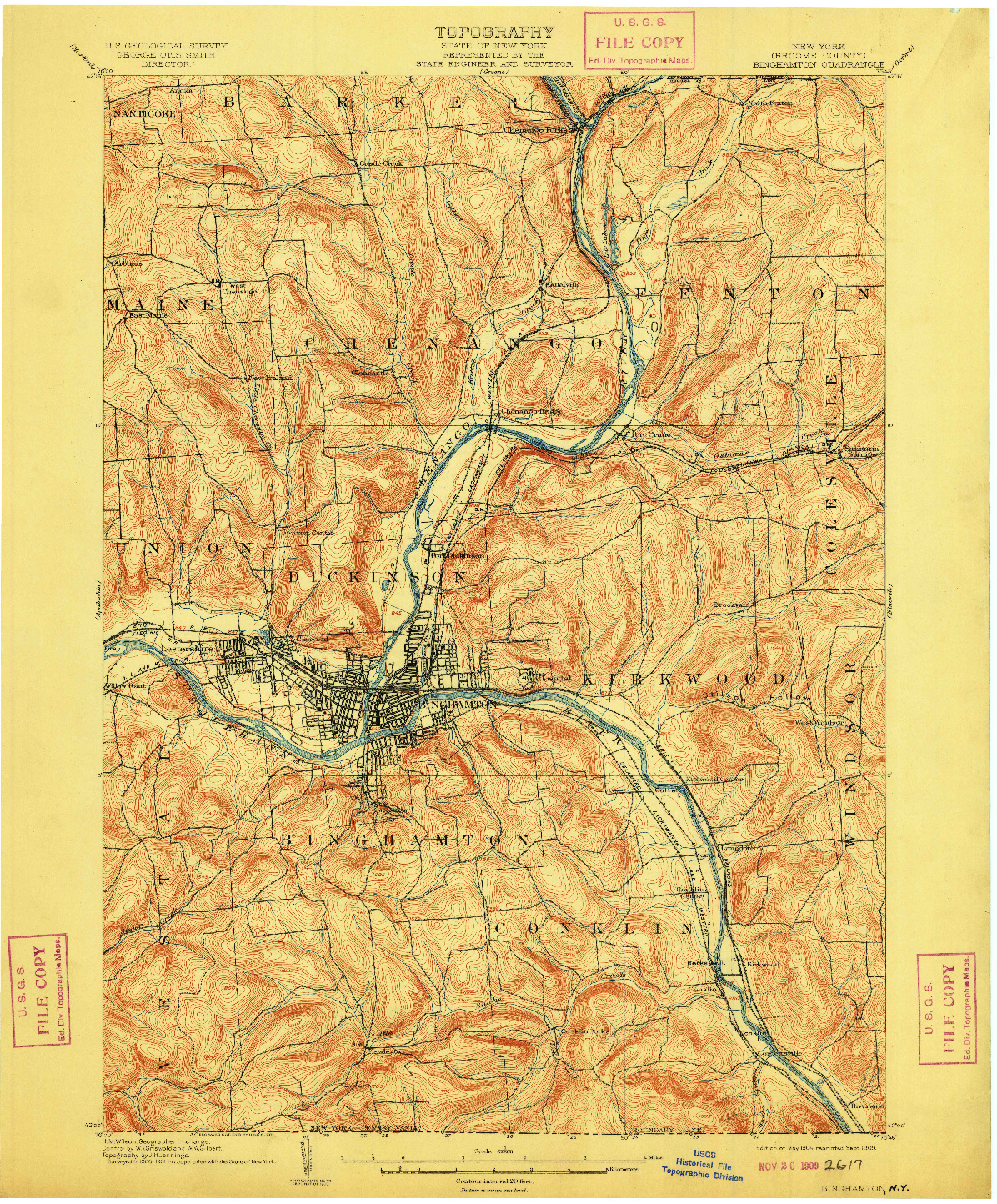 USGS 1:62500-SCALE QUADRANGLE FOR BINGHAMTON, NY 1904