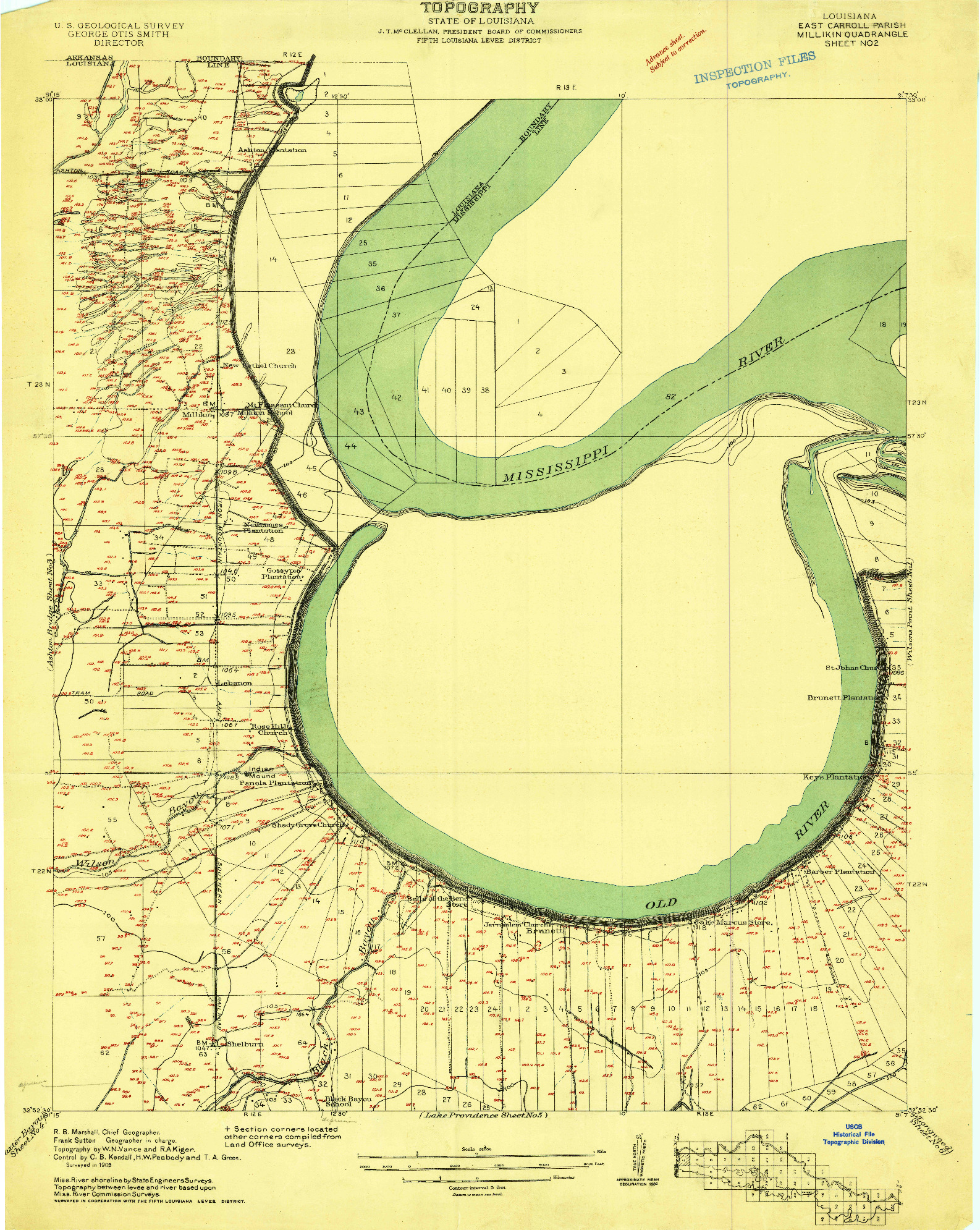USGS 1:24000-SCALE QUADRANGLE FOR MILLIKIN, LA 1909