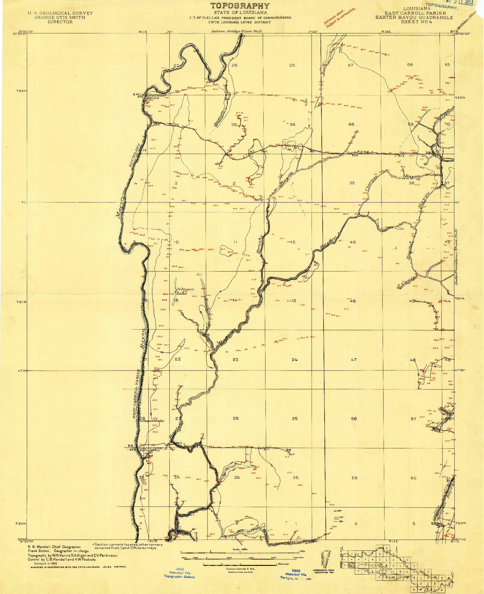 USGS 1:24000-SCALE QUADRANGLE FOR BAXTER BAYOU, LA 1909