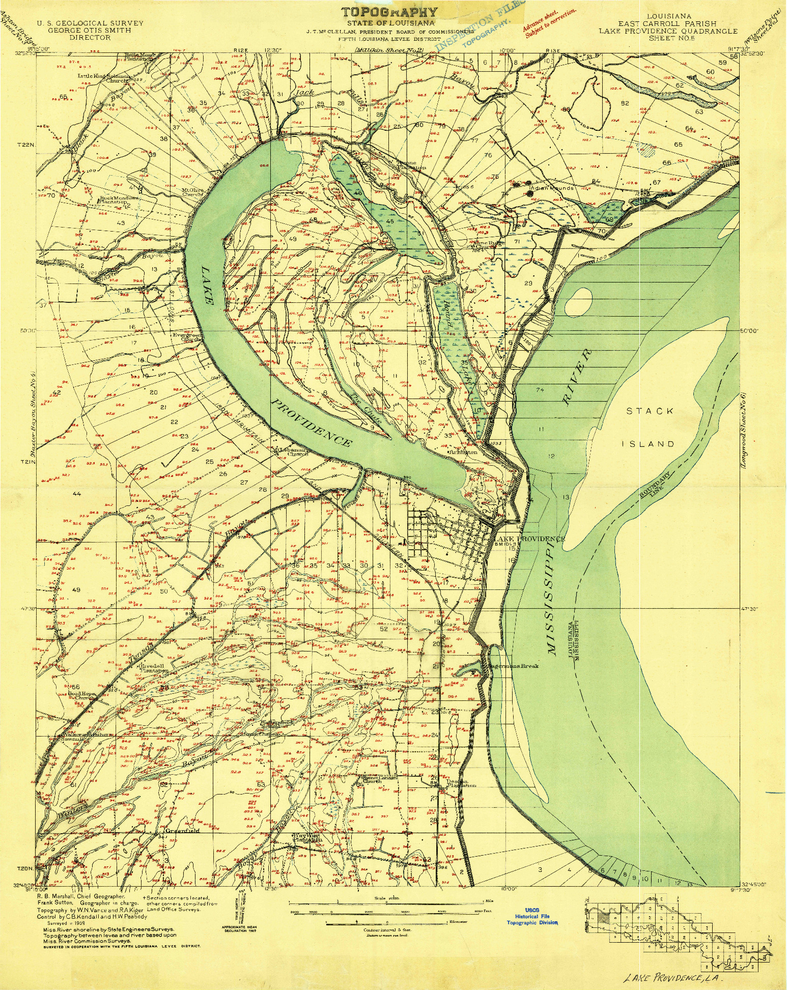 USGS 1:24000-SCALE QUADRANGLE FOR LAKE PROVIDENCE, LA 1909